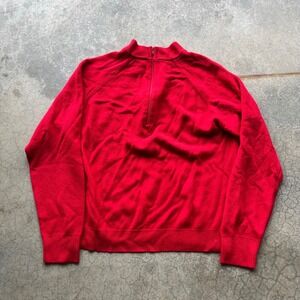 Designers Original Petite Womens Red Luxelon Quarter Zip Mock Neck Sweater PM